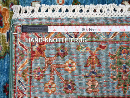 Blue 3'3" x 4'11" Tribal & Geometric Hand knotted Wool Rug - Sku: O022365