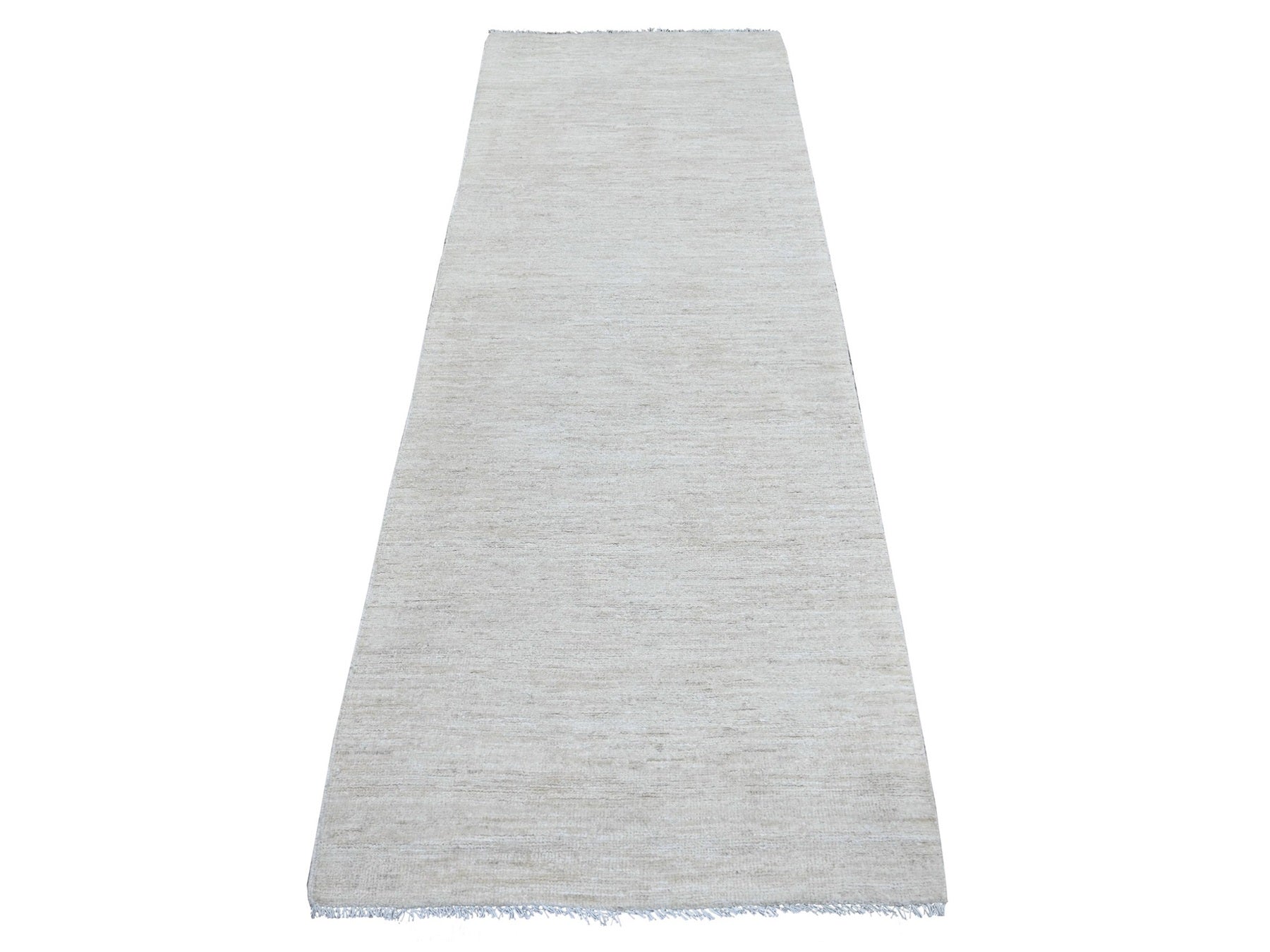 Ivory 2'10" x 7'11" Modern and Contemporary Hand knotted Wool Rug - Sku: O022368
