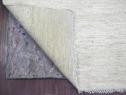Ivory 2'10" x 7'11" Modern and Contemporary Hand knotted Wool Rug - Sku: O022368