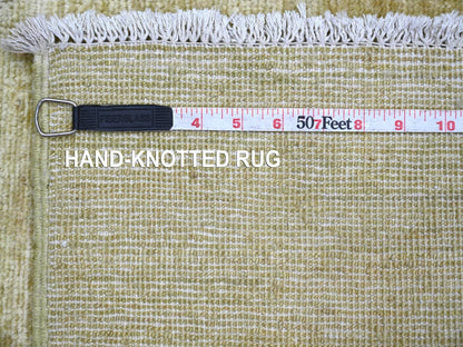 Green 2'6" x 2'10" Modern and Contemporary Hand knotted Wool Rug - Sku: O022369