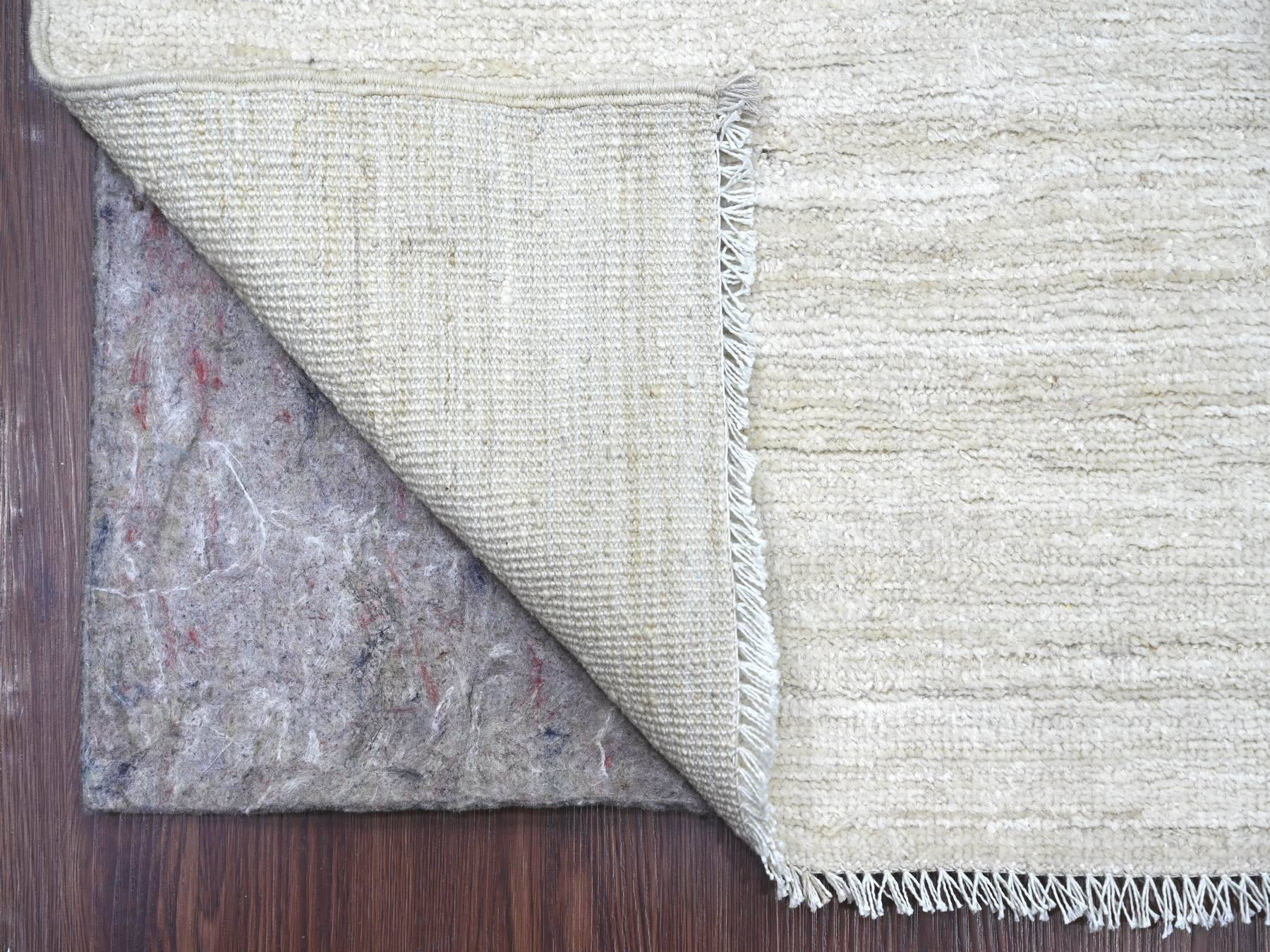 Modern / Contemporary hand-knotted wool runner in Ivory, 2'6" x 14'4" — SKU O022370 (view 2)