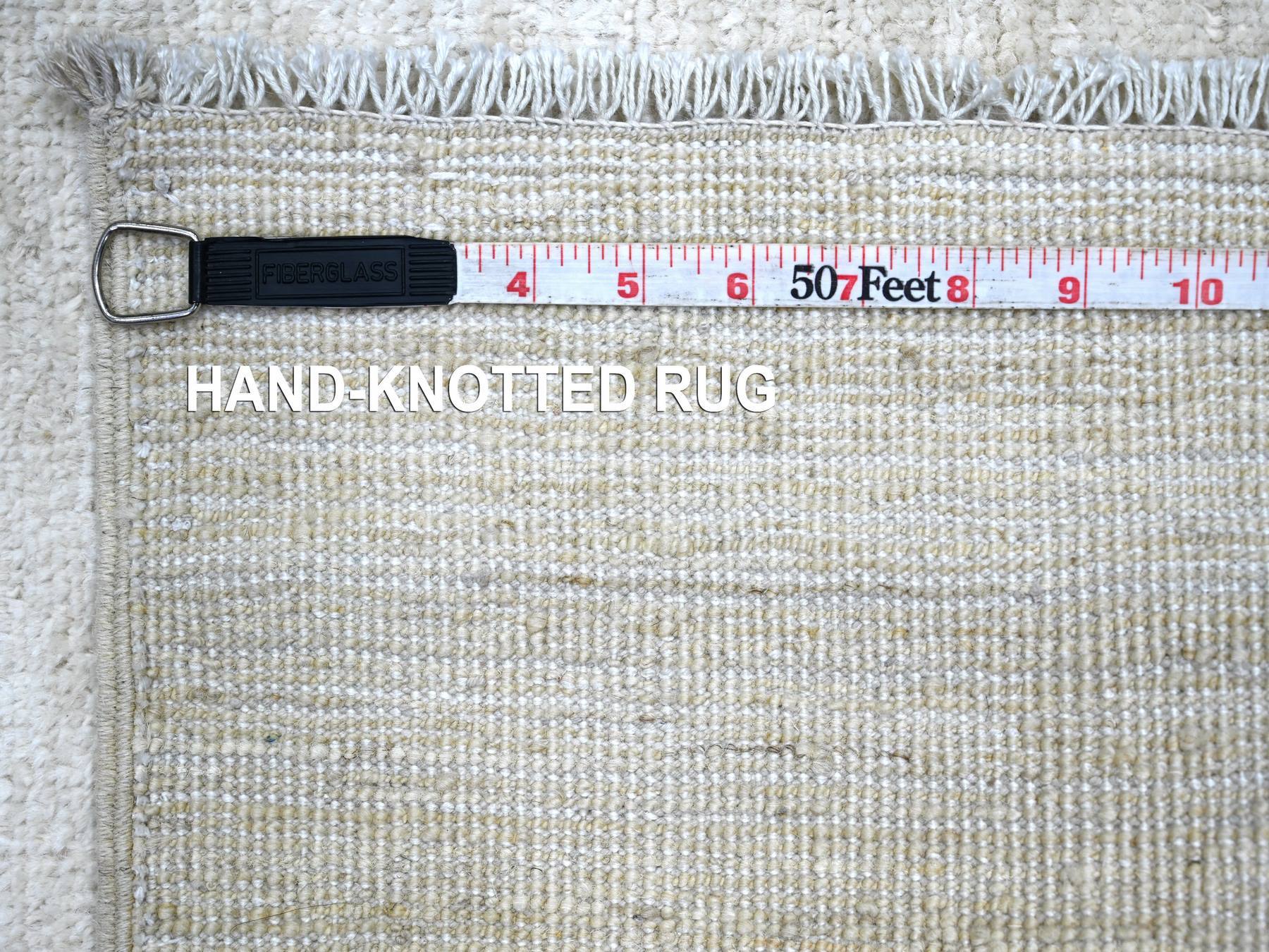 Modern / Contemporary hand-knotted wool runner in Ivory, 2'6" x 14'4" — SKU O022370 (view 6)
