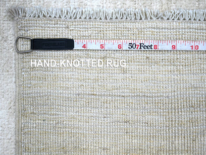 Modern / Contemporary hand-knotted wool runner in Ivory, 2'6" x 14'4" — SKU O022370 (view 6)