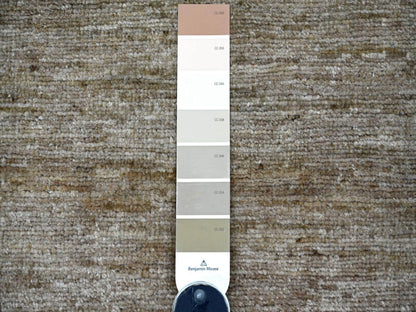 Brown 2'6" x 7'6" Modern and Contemporary Hand knotted Wool Rug - Sku: O022371