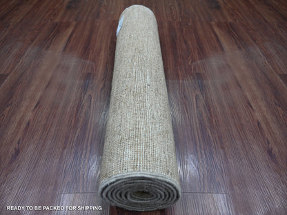 Brown 2'6" x 7'6" Modern and Contemporary Hand knotted Wool Rug - Sku: O022371