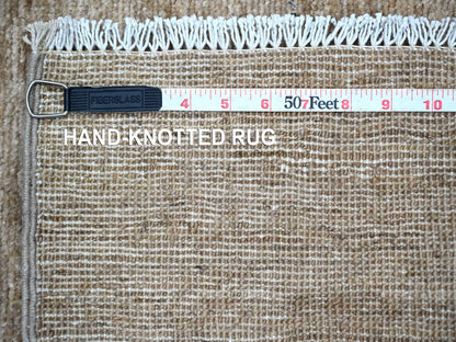 Brown 2'6" x 7'6" Modern and Contemporary Hand knotted Wool Rug - Sku: O022371