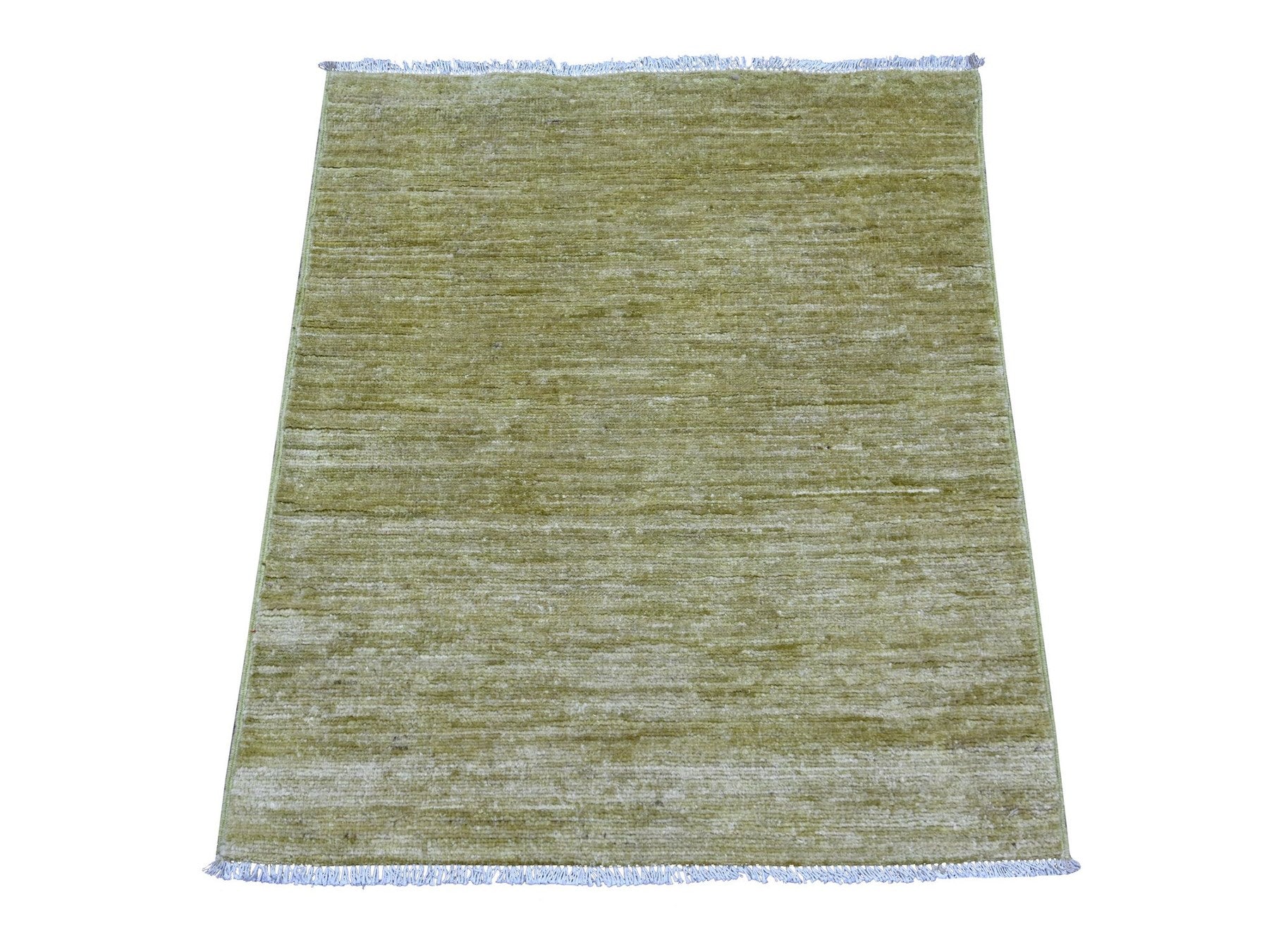 Modern / Contemporary hand-knotted wool rug in Green, 2'6" x 2'11" — SKU O022372