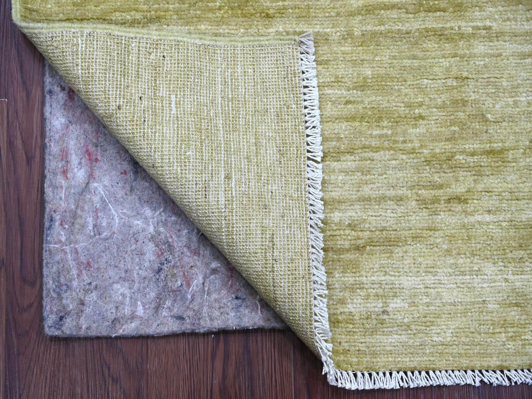 Green 2'6" x 2'11" Modern and Contemporary Hand knotted Wool Rug - Sku: O022372