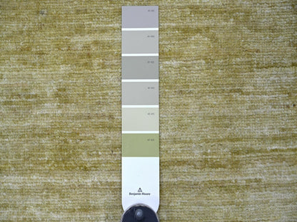 Green 2'6" x 2'11" Modern and Contemporary Hand knotted Wool Rug - Sku: O022372