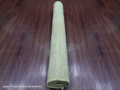 Green 2'6" x 2'11" Modern and Contemporary Hand knotted Wool Rug - Sku: O022372