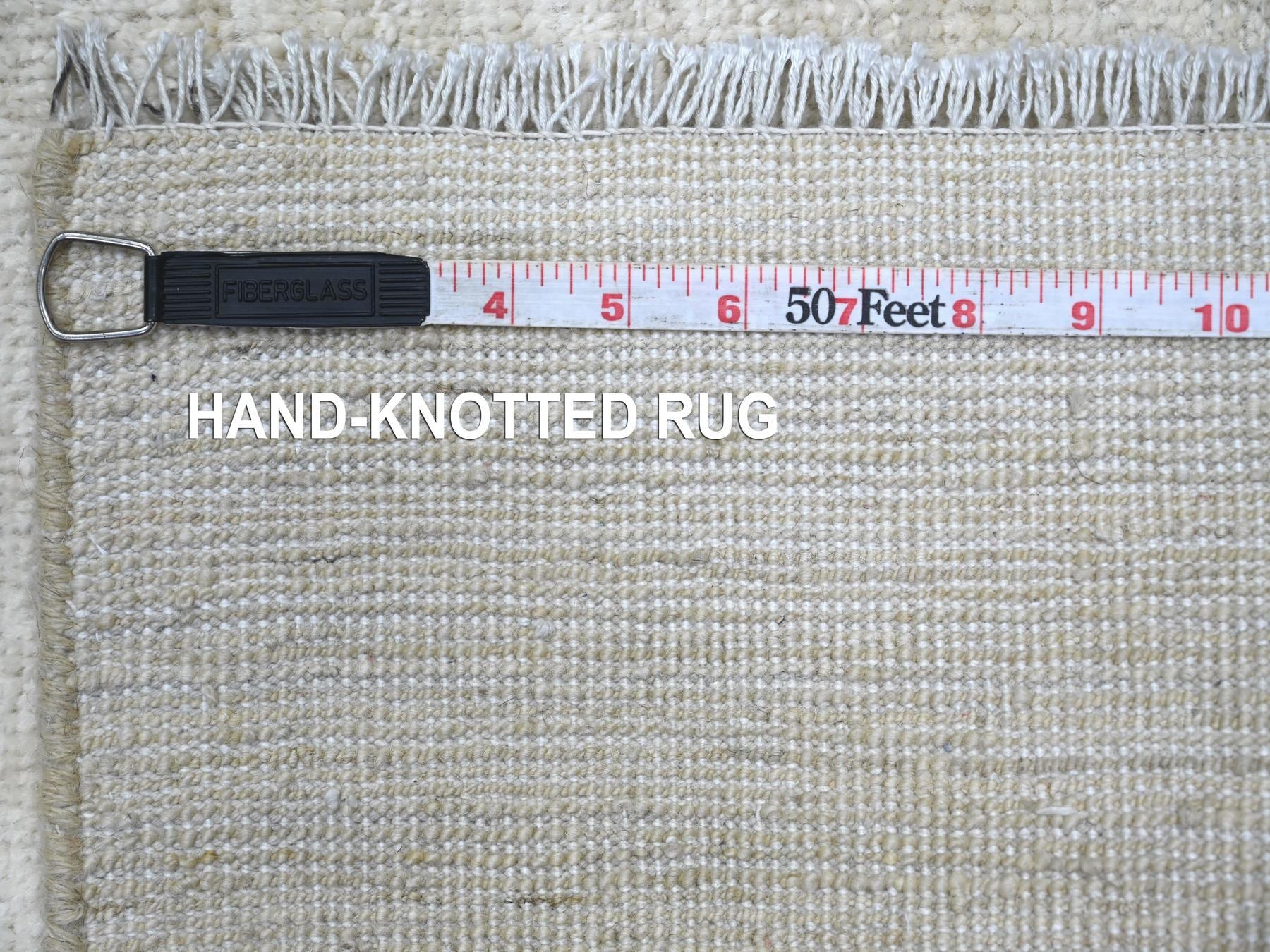 Modern / Contemporary hand-knotted wool runner in Ivory, 2'6" x 14'3" — SKU O022373 (view 6)