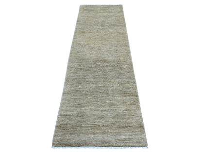 Brown 2'6" x 7'6" Modern and Contemporary Hand knotted Wool Rug - Sku: O022374