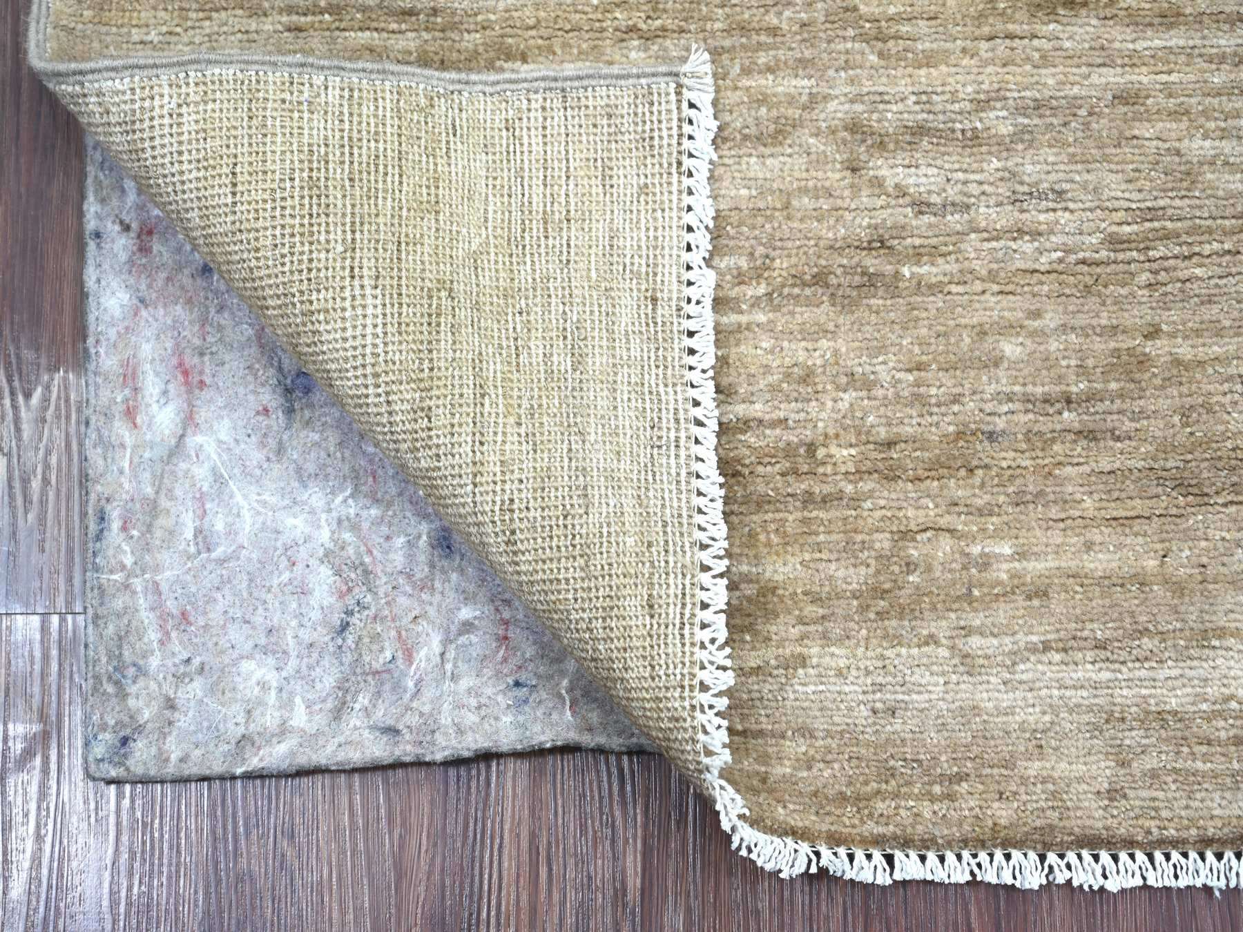 Brown 2'6" x 7'6" Modern and Contemporary Hand knotted Wool Rug - Sku: O022374