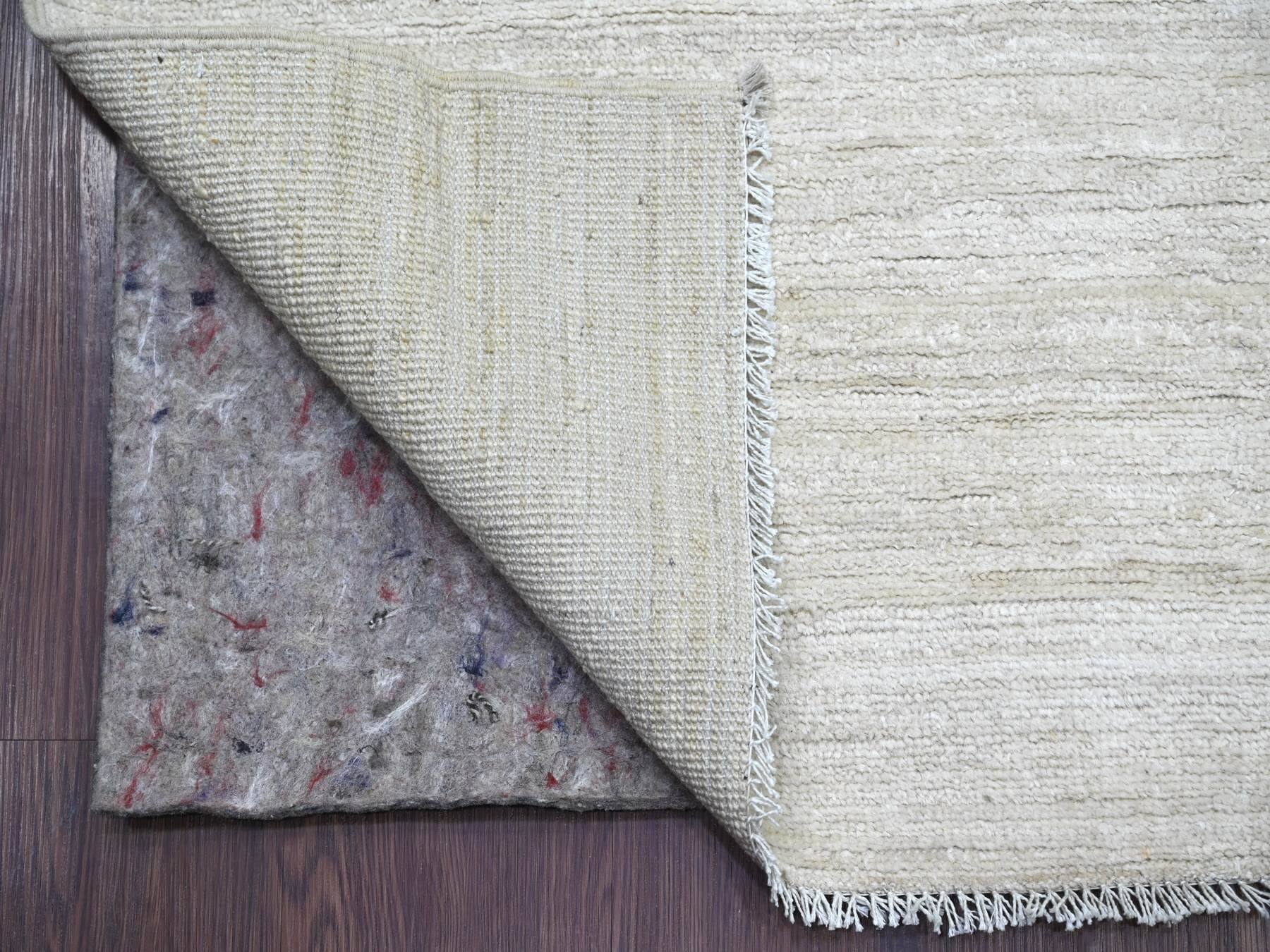 Modern / Contemporary hand-knotted wool runner in Ivory, 2'6" x 14'4" — SKU O022375 (view 2)