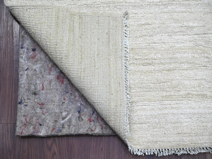 Modern / Contemporary hand-knotted wool runner in Ivory, 2'6" x 14'4" — SKU O022375 (view 2)