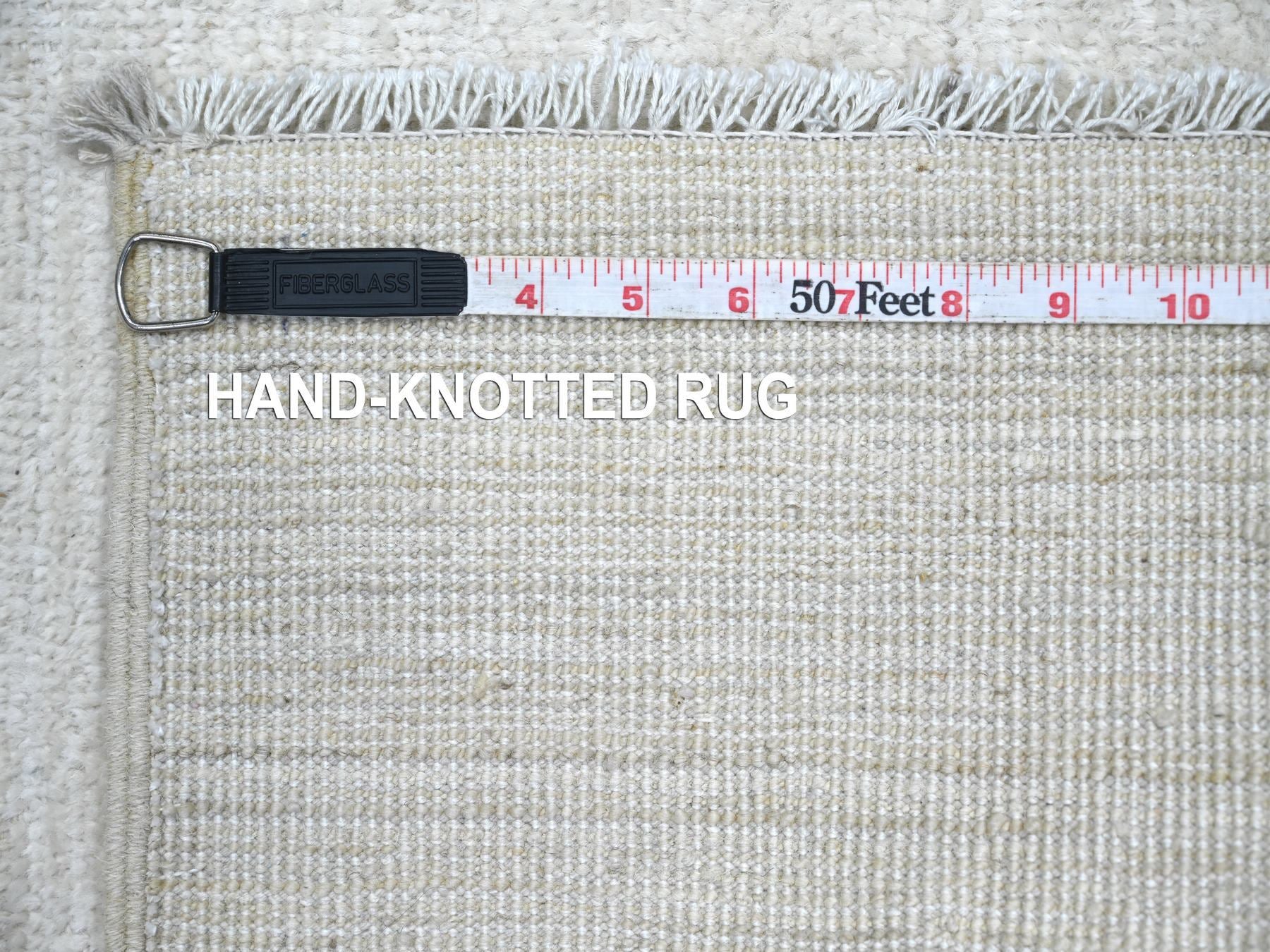 Modern / Contemporary hand-knotted wool runner in Ivory, 2'6" x 14'4" — SKU O022375 (view 6)