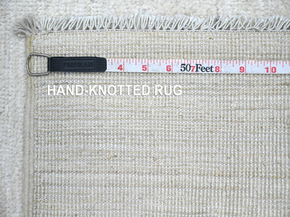 Modern / Contemporary hand-knotted wool runner in Ivory, 2'6" x 14'4" — SKU O022375 (view 6)