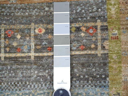 Gabbeh Tribal & Geometric hand-knotted wool runner in Gray, 2'7" x 5'9" — SKU O022378 (view 3)