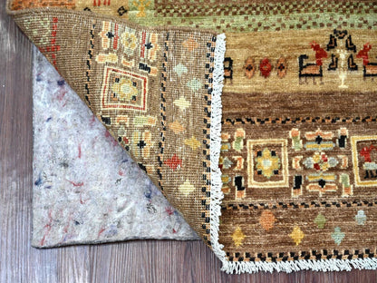 Gabbeh Tribal & Geometric hand-knotted wool runner in Brown, 2'7" x 7'9" — SKU O022379 (view 2)