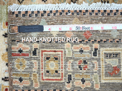 Brown 2'7" x 7'9" Tribal & Geometric Hand knotted Wool Rug - Sku: O022379