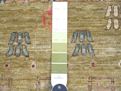 Gabbeh Tribal & Geometric hand-knotted wool runner in Green, 2'8" x 7'11" — SKU O022381 (view 3)
