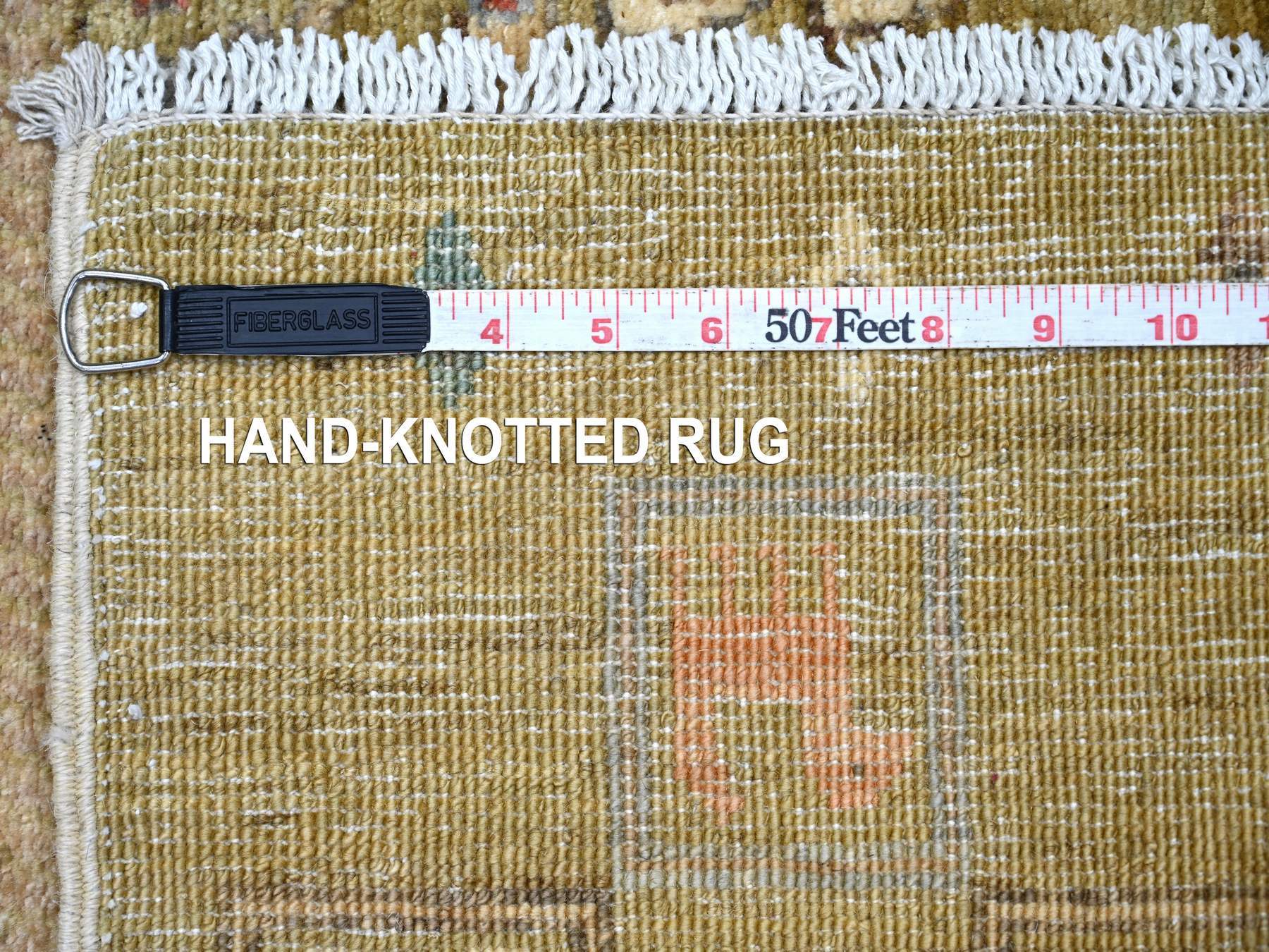 Gabbeh Tribal & Geometric hand-knotted wool runner in Green, 2'8" x 7'11" — SKU O022381 (view 6)