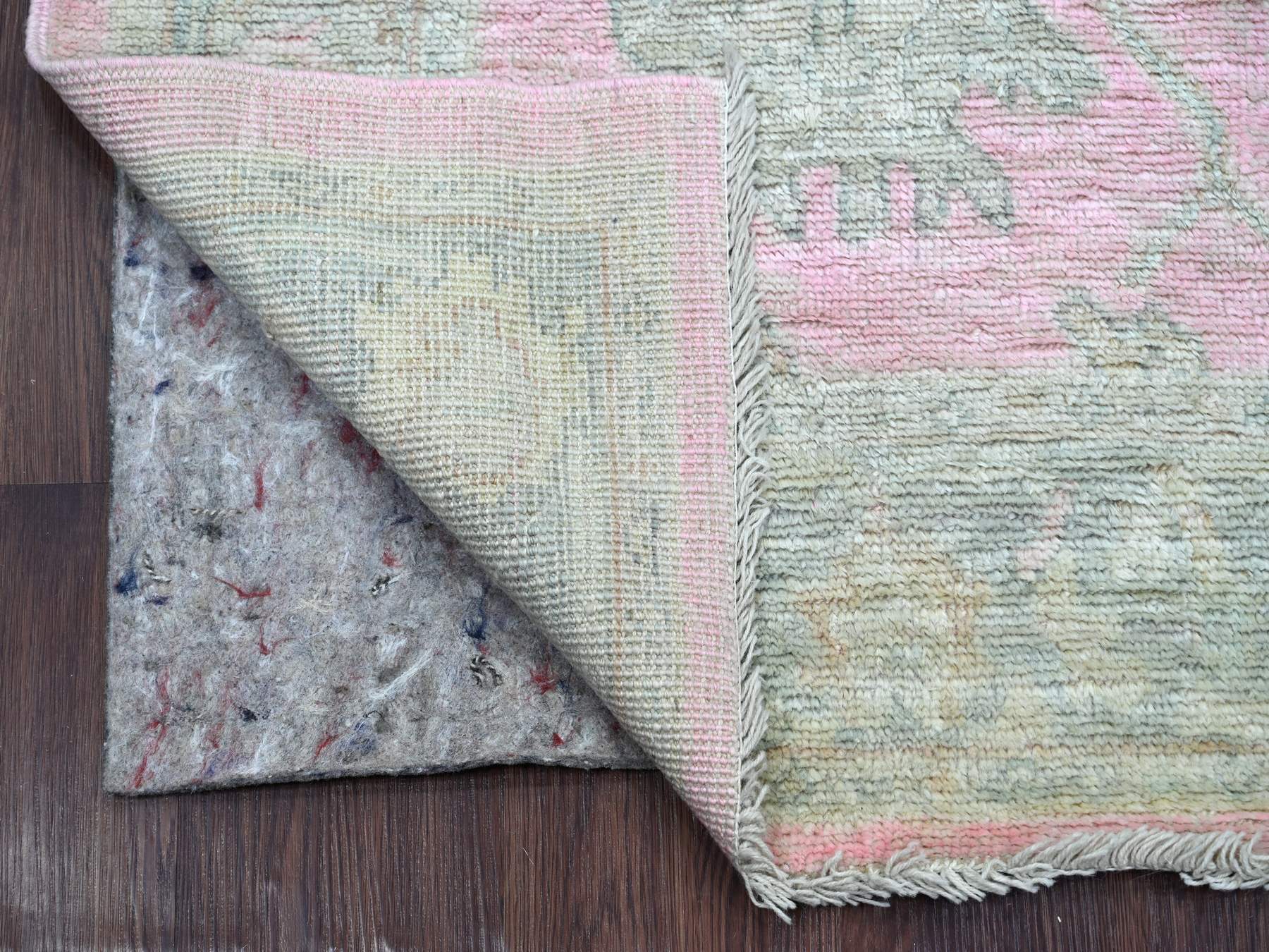 Oushak Oushak hand-knotted wool runner in Pink & Gray, 2'8" x 6' — SKU O022386 (view 2)