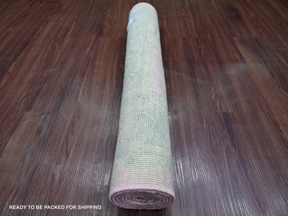 Oushak Oushak hand-knotted wool runner in Pink & Gray, 2'8" x 6' — SKU O022386 (view 4)