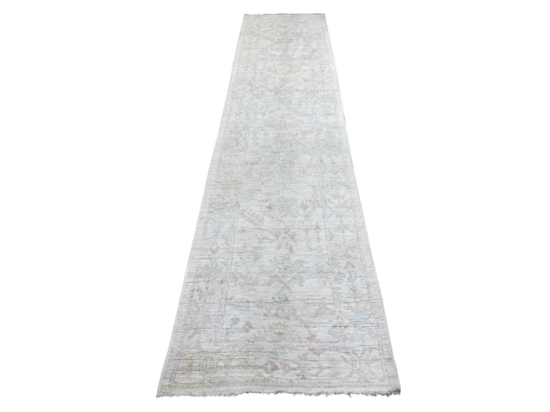 Oushak Oushak hand-knotted wool runner in Ivory, 2'6" x 11'3" — SKU O022387
