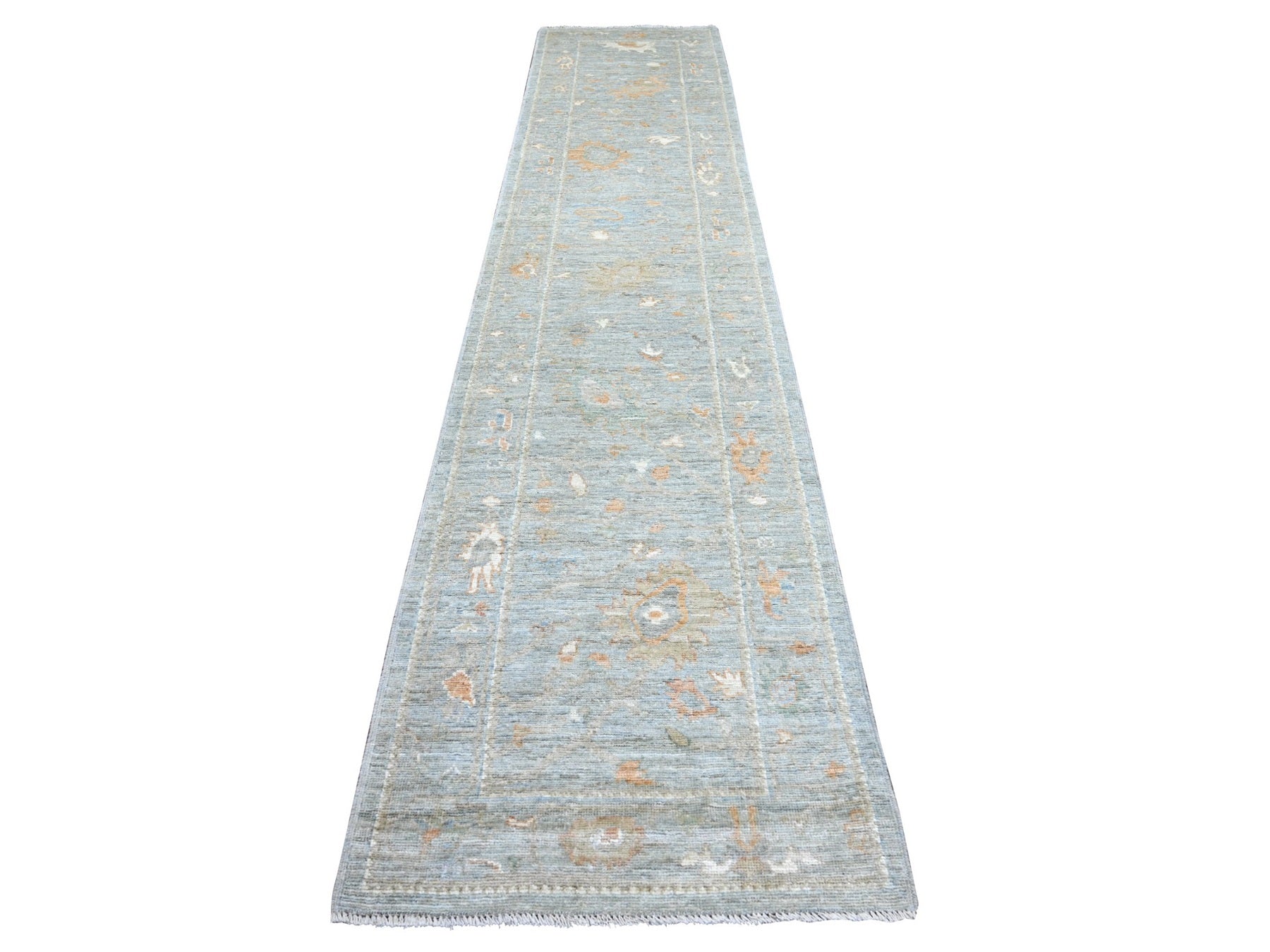 Oushak Oushak hand-knotted wool runner in Gray, 2'10" x 13'9" — SKU O022389