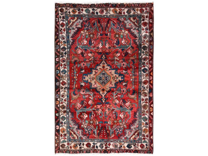 Red 3'1" x 4'10" Vintage Hand knotted Wool Rug - Sku: O02238