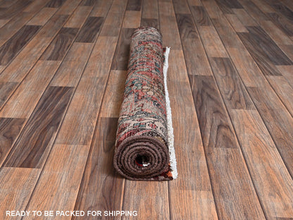 Red 3'1" x 4'10" Vintage Hand knotted Wool Rug - Sku: O02238