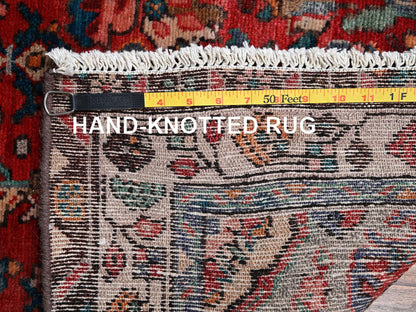 Red 3'1" x 4'10" Vintage Hand knotted Wool Rug - Sku: O02238