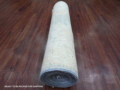 Black 3'2" x 15'9" Oushak And Peshawar Hand knotted Wool Rug - Sku: O022391