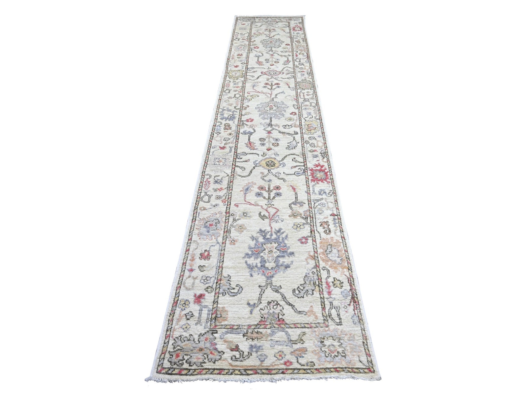 Oushak Oushak hand-knotted wool runner in Ivory, 2'8" x 13'8" — SKU O022393