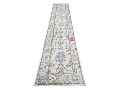 Oushak Oushak hand-knotted wool runner in Ivory, 2'8" x 13'8" — SKU O022393