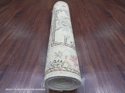 Oushak Oushak hand-knotted wool runner in Ivory, 2'8" x 13'8" — SKU O022393 (view 4)