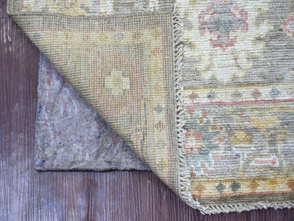 Brown 2'9" x 7'9" Oushak And Peshawar Hand knotted Wool Rug - Sku: O022395