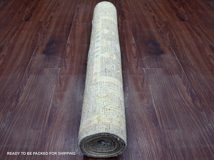 Brown 2'9" x 7'9" Oushak And Peshawar Hand knotted Wool Rug - Sku: O022395