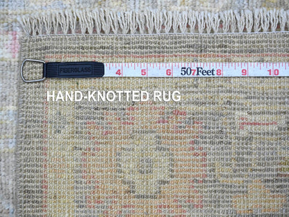 Brown 2'9" x 7'9" Oushak And Peshawar Hand knotted Wool Rug - Sku: O022395