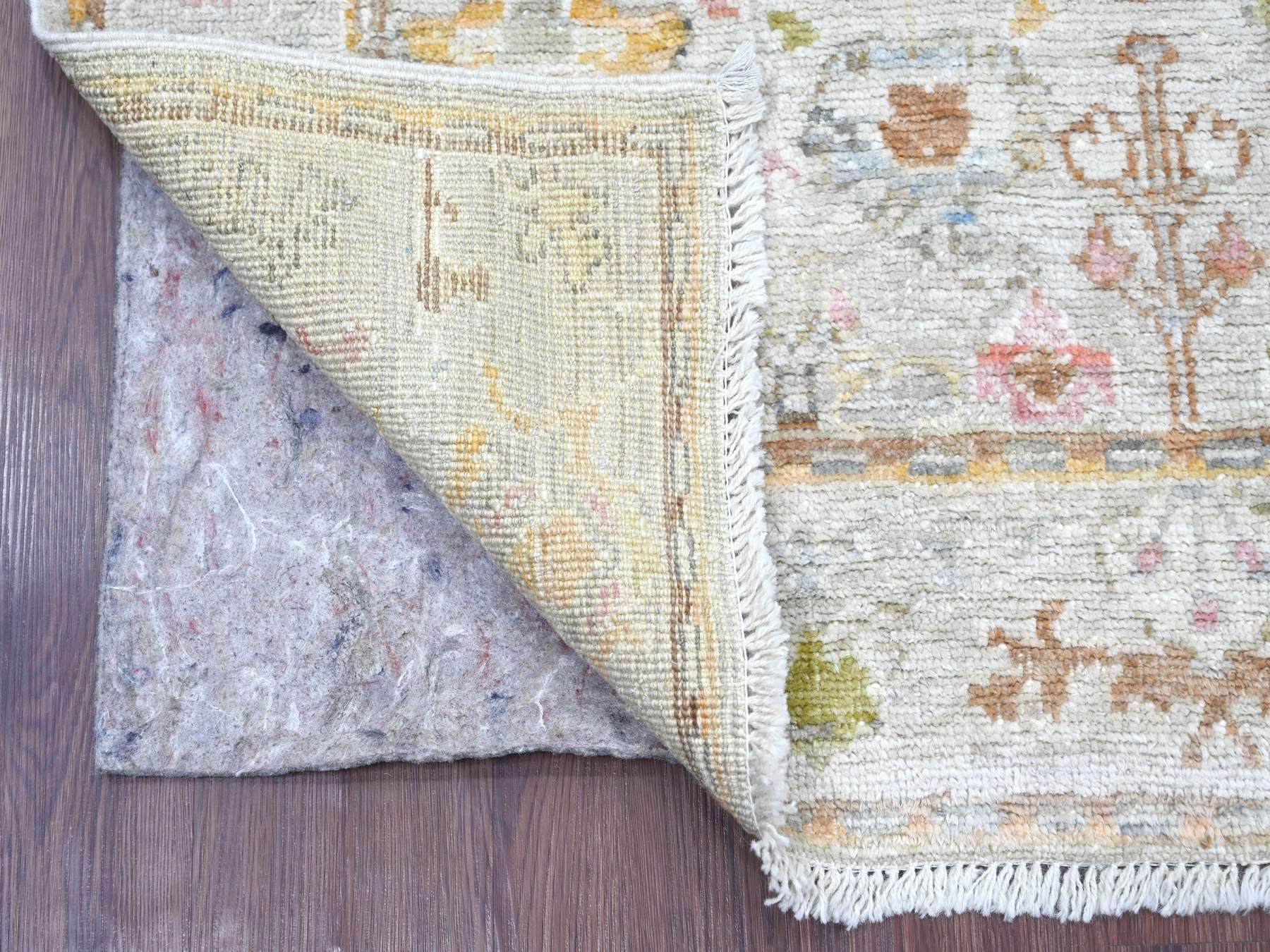 Grey 4'0" x 5'11" Oushak And Peshawar Hand knotted Wool Rug - Sku: O022397
