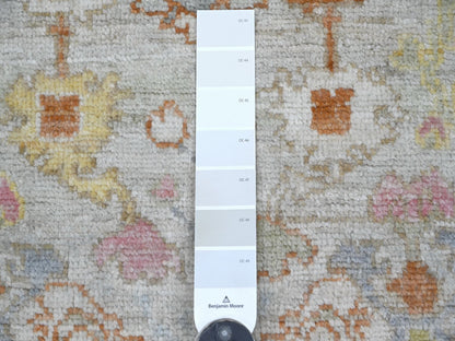 Grey 4'0" x 5'11" Oushak And Peshawar Hand knotted Wool Rug - Sku: O022397