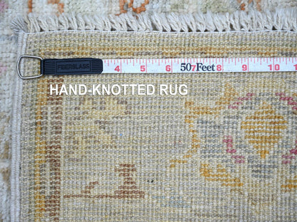 Grey 4'0" x 5'11" Oushak And Peshawar Hand knotted Wool Rug - Sku: O022397