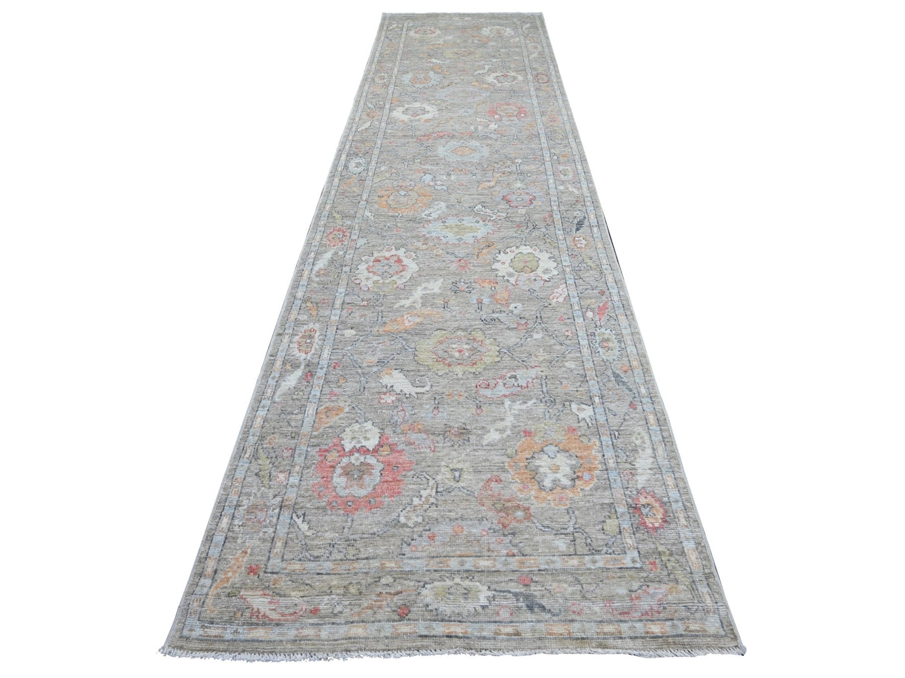 Oushak Oushak hand-knotted wool runner in Gray, 3'11" x 15'1" — SKU O022398