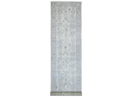 Oushak Oushak hand-knotted wool runner in Ivory & Gray, 3'9" x 18'11" — SKU O022399