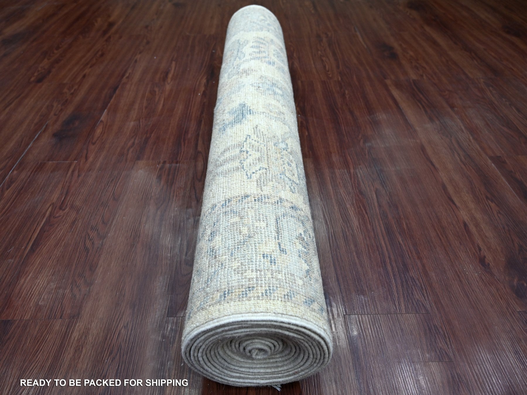 Oushak Oushak hand-knotted wool runner in Ivory & Gray, 3'9" x 18'11" — SKU O022399 (view 4)