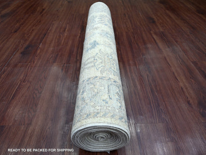 Oushak Oushak hand-knotted wool runner in Ivory & Gray, 3'9" x 18'11" — SKU O022399 (view 4)