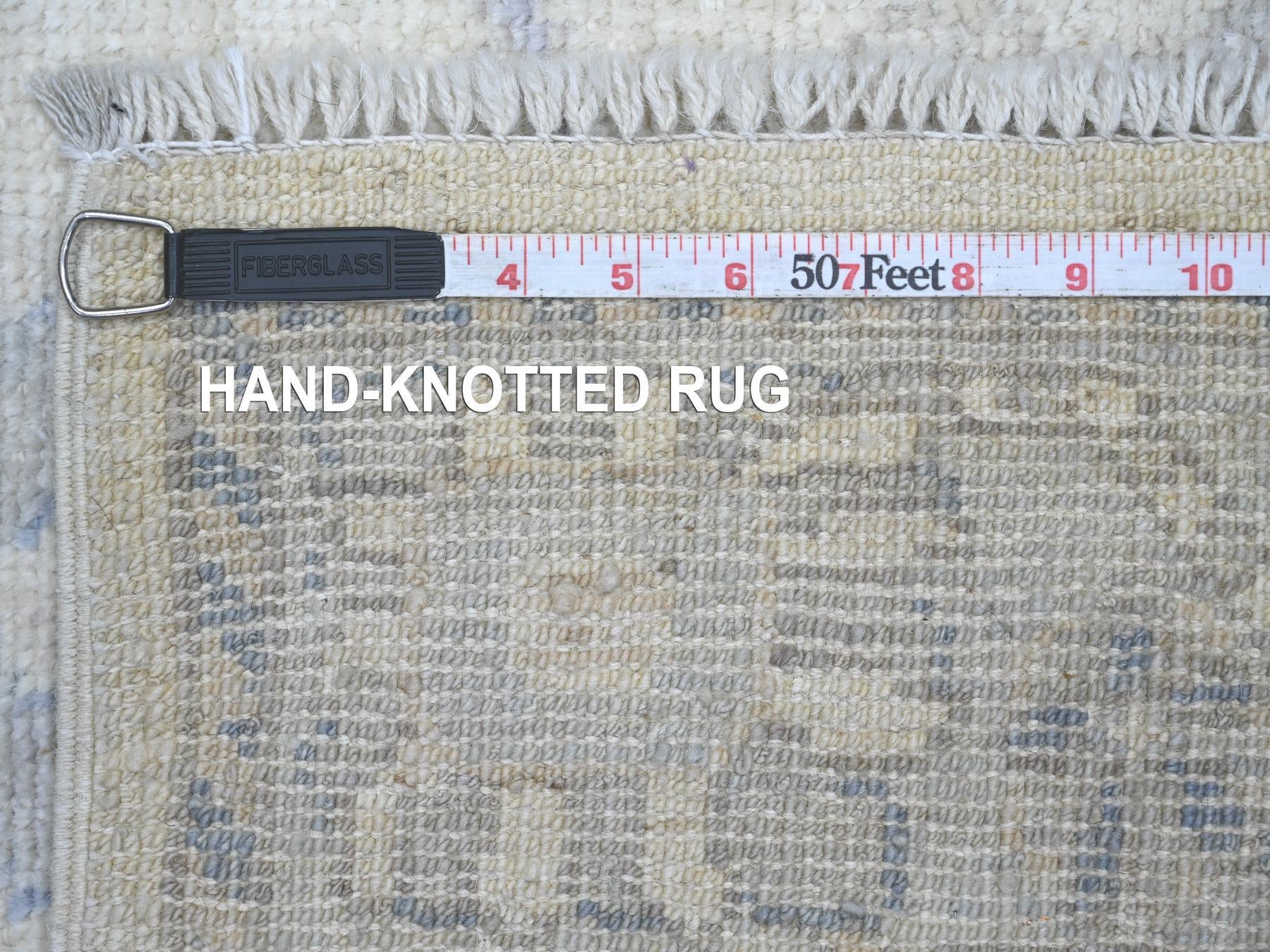 Oushak Oushak hand-knotted wool runner in Ivory & Gray, 3'9" x 18'11" — SKU O022399 (view 6)