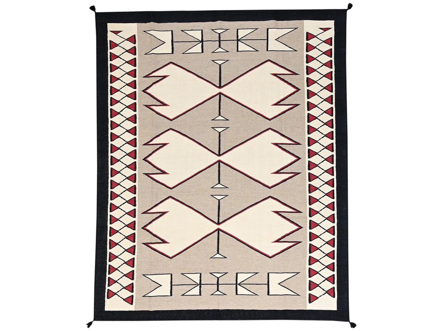 Brown 8'2" x 10'2" Flat Weave Hand woven Wool Rug - Sku: O02239