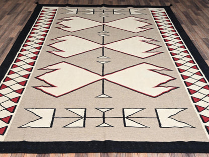 Brown 8'2" x 10'2" Flat Weave Hand woven Wool Rug - Sku: O02239